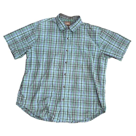 CE Schmidt Men's XL Button Down Work Shirt Short Sleeve Multicolor Plaid - Picture 1 of 4